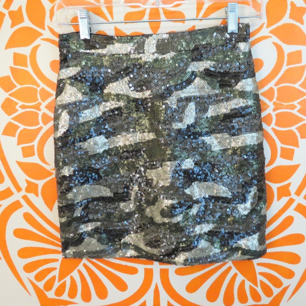 Topshop Sequin Camouflage Mini Skirt 2 - Picture 1 of 2